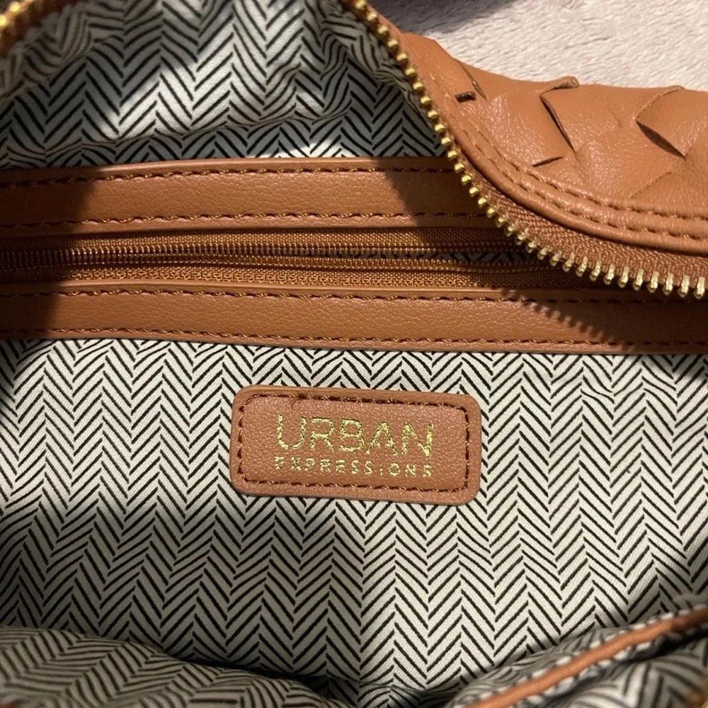 Urban Expressions Woven Hobo Bag in Cognac Brown